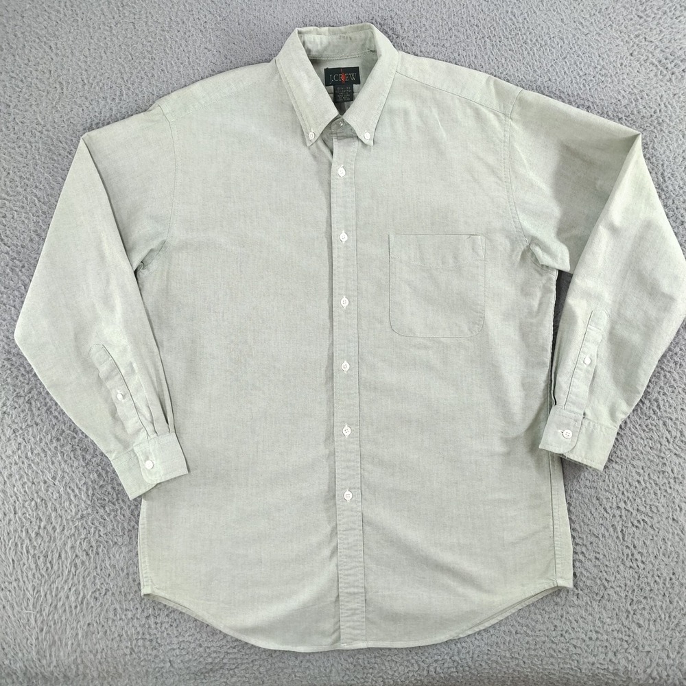 VTG J.CREW Shirt Mens 15.5 Green Oarsman Dress Long Sleeve Button Down